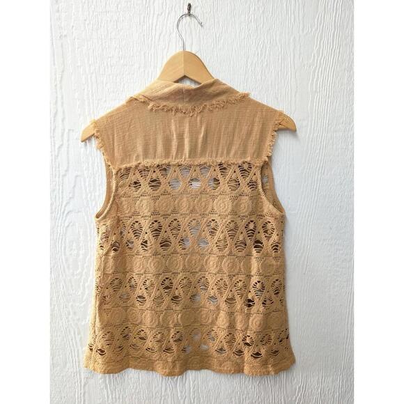 NWT Anthropologie Moon River Cotton Linen Crochet Vest Boho Hippie Festival Vest - Picture 5 of 5